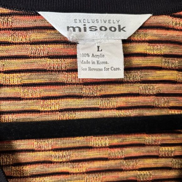 Exclusively Misook Cardigan Womens Large Multicolor Stripe Acrylic Sweater - Picture 7 of 8